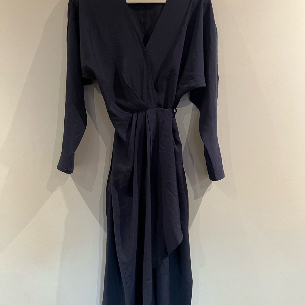 Mango Dark Blue wrap dress with tie never worn